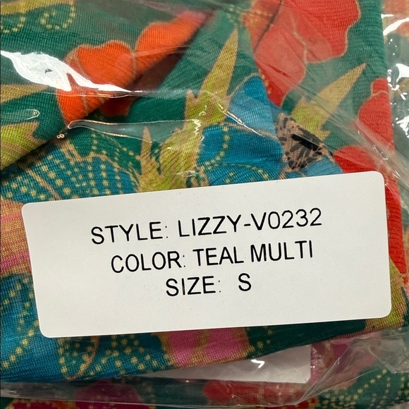 Dear Scarlett Vibrant Floral V-Neck Blouse With Rich Teal & Bold Multi Colors - Picture 5 of 7